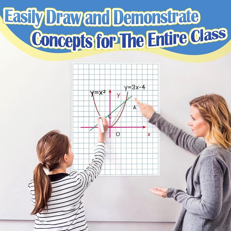 Aizweb Giant Magnetic Graph Paper,Dry Erase Grid Graphing for Classroom Whiteboard Accessories,Chart Paper Teacher Must Have Homeschool Teaching Supplies,Teacher Essential,21.5" x 16.5" - Image 3